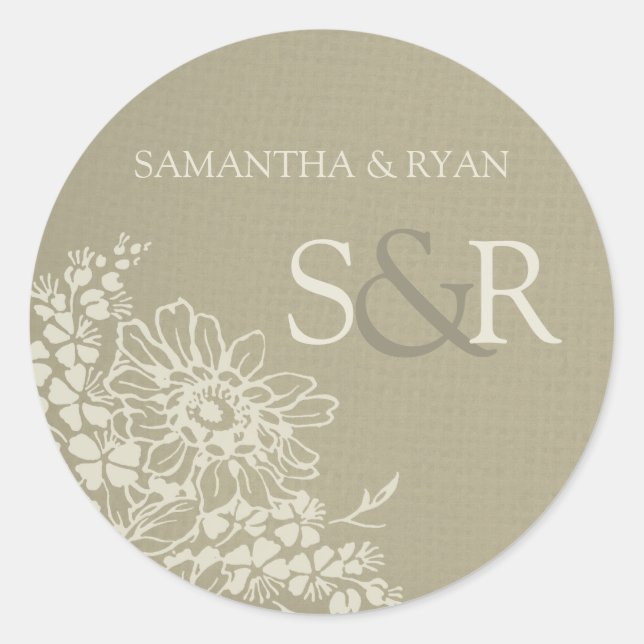 Sello para sobres Monograma de patrón floral vinta (Anverso)