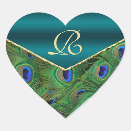 Sello para sobres monograma de pavo real verde azu