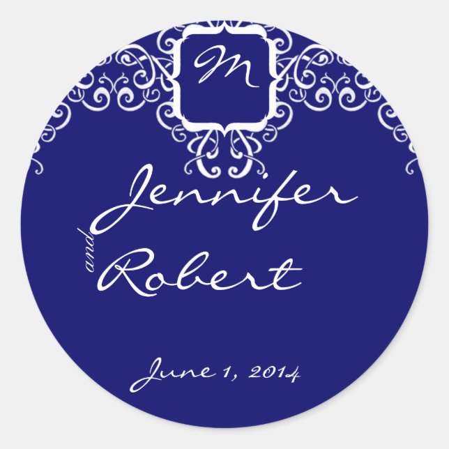 Sello para sobres Monograma de Romance Blanco (Anverso)