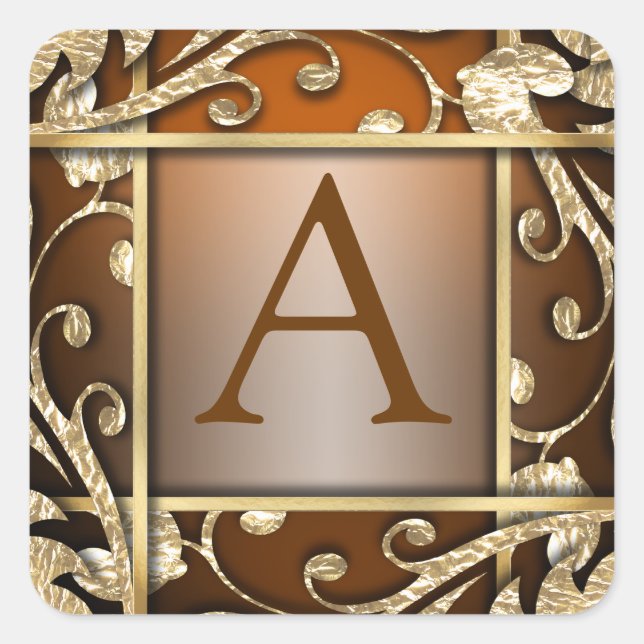 Sello para sobres Monograma del Entramado de Oro R (Anverso)