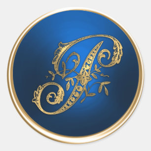 Sello para sobres Monograma P Dorado y Azul