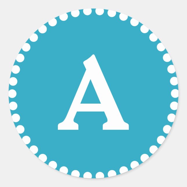 Sello para sobres Monograma personalizado azul y b (Anverso)