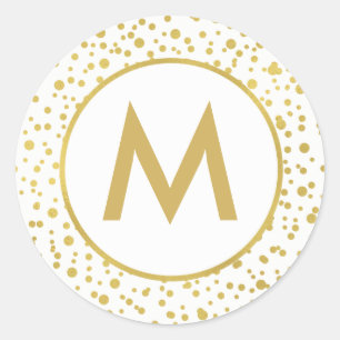 Sello para sobres Monograma Sparkly Gold Confetti