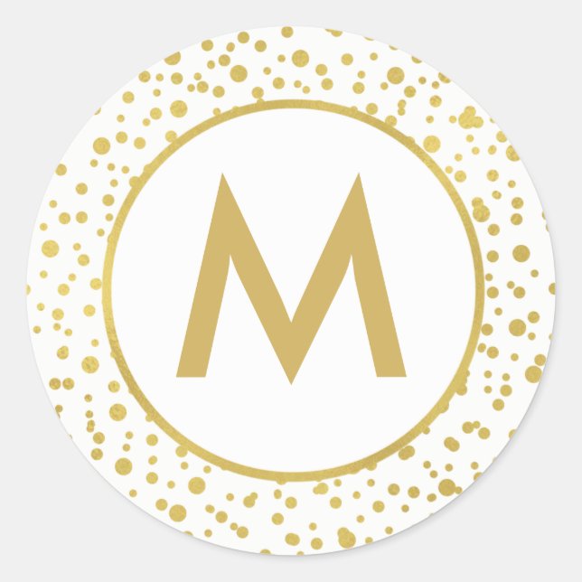Sello para sobres Monograma Sparkly Gold Confetti (Anverso)