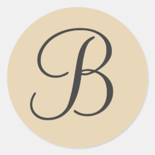 Sello para sobres monogramado crema y negro / etiq