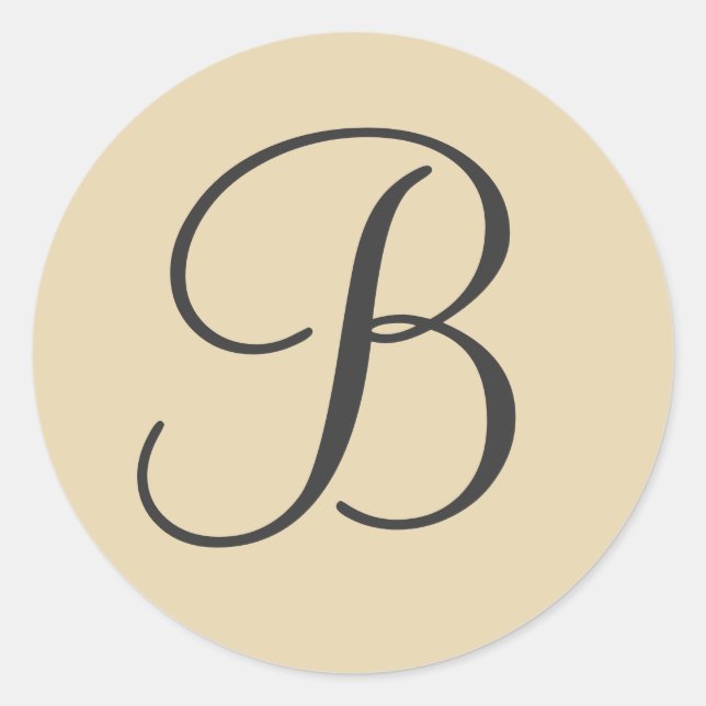 Sello para sobres monogramado crema y negro / etiq (Anverso)