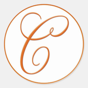 Sello para sobres naranja con monograma - tamaño d