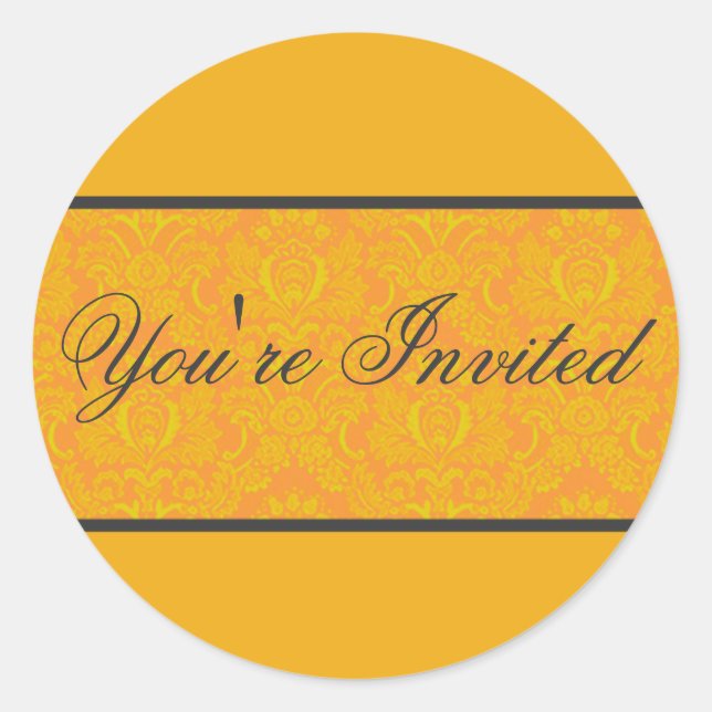 Sello para sobres naranja Damask (Anverso)