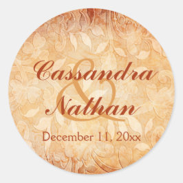 Sello para sobres naranja y floral de marfil