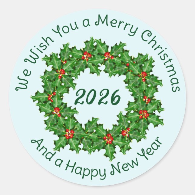 Sello para sobres Navidades blancos de texto curvo (Anverso)