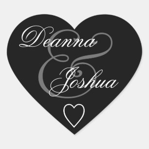 Sello para sobres negro Boda corazón V10