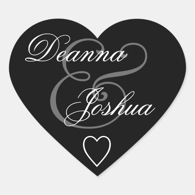 Sello para sobres negro Boda corazón V10 (Anverso)