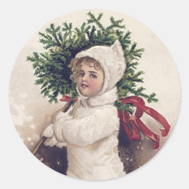 SELLO PARA SOBRES : NIÑA PEQUEÑA + ÁRBOL DE NAVIDA (Anverso)