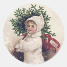 SELLO PARA SOBRES : NIÑA PEQUEÑA + ÁRBOL DE NAVIDA