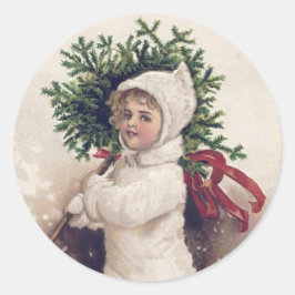 SELLO PARA SOBRES : NIÑA PEQUEÑA + ÁRBOL DE NAVIDA