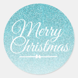 Sello para sobres Ombre Purpurina Azul Feliz Navid