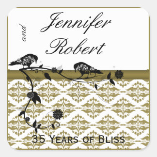 Sello para sobres Oro Damask Black Vine Bird