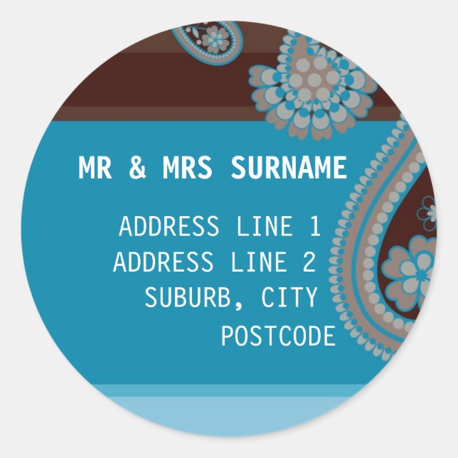 SELLO PARA SOBRES :: Paisley - choc y verde azulad (Anverso)