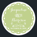 Sello para sobres Papel Picado Lime Fiesta Boda<br><div class="desc">PEGATINAS O SELLOS DE ENVELOPE DE COINCIDENCIA - o para uso en favores, anillos de servilleta o precinto de la banda del vientre. Inspirado por las maravillosas pancartas mexicanas de papel tisular cortadas a mano en deliciosos patrones de arte folclórico, este conjunto de invitados pretende ser mezclado y coincidir con...</div>