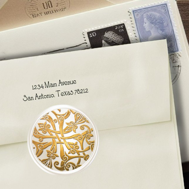 Sello para sobres Pearl and Gold Celtic Damask (Subido por el creador)