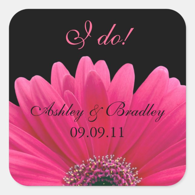 Sello para sobres Pegatina Boda Gerbera Daisy (Anverso)