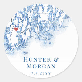 Sello para sobres Pegatina de Boda de Mapa Princip