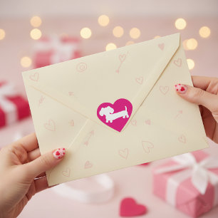 Sello para sobres Pegatina de Dachshund Pink Love 