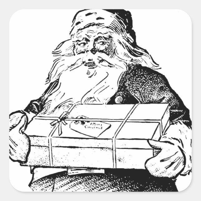 Sello para sobres PEGATINA de Santa Claus SQUARE (Anverso)