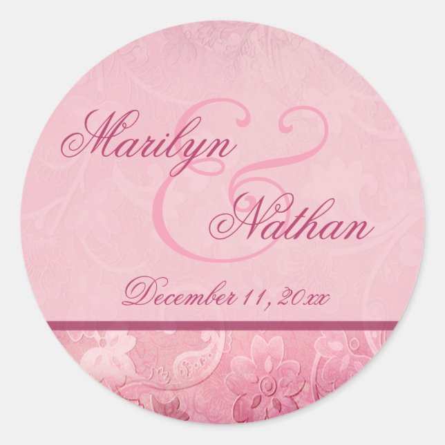 Sello para sobres Pink Floral Paisley (Anverso)