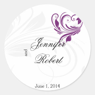 Sello para sobres Plateado Morado Floral Heart Scr