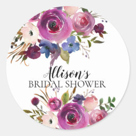 Sello para sobres Plum Blue Floral Bridal Shower