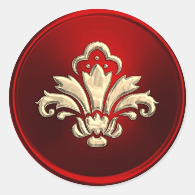 Sello para sobres Red and Gold Fleur de Lis (Anverso)