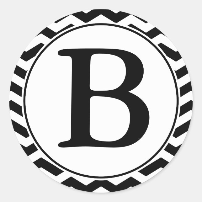 Sello para sobres redondo con monograma - Blanco y (Anverso)