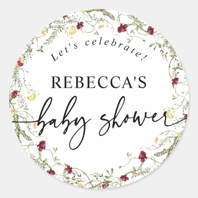 Sello para sobres redondo de Baby Shower Boho Wild (Anverso)