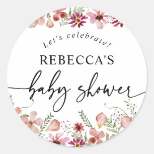 Sello para sobres redondo de Baby Shower con flore