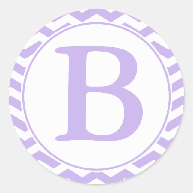 Sello para sobres redondo de chevrons morados con  (Anverso)