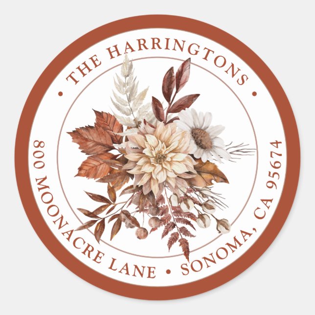 Sello para sobres redondo de dirección de retorno  (Anverso)