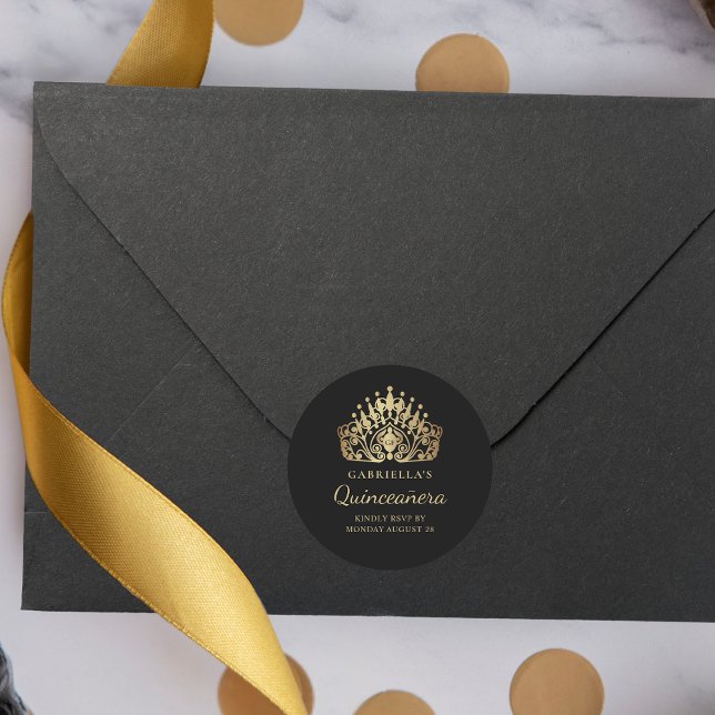 Sello para sobres RSVP de la Corona de Quinceañera (Subido por el creador)