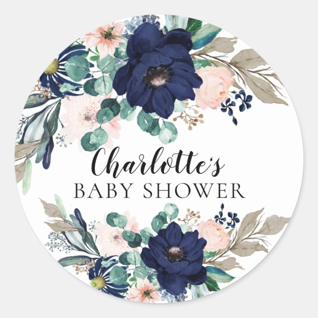 Sello para sobres Rubor Floral Baby Shower de la M (Anverso)