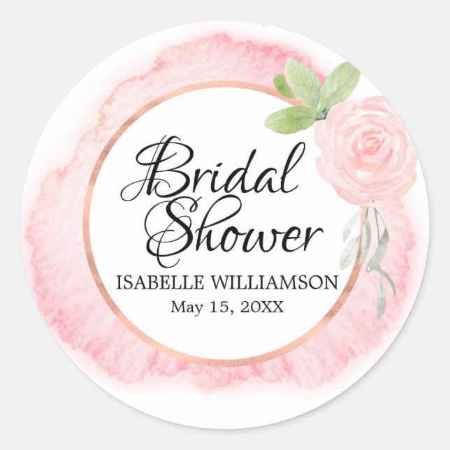 Sello para sobres Rubor Pink Bridal Shower (Anverso)