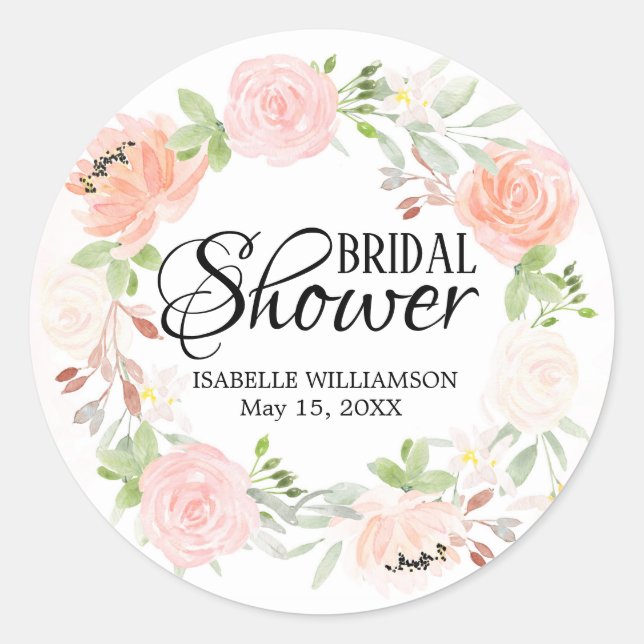Sello para sobres Rubor Rosa Bridal Shower (Anverso)