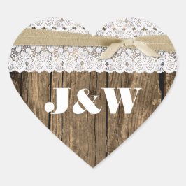 Sello para sobres Rústico Boda Madera y Lace