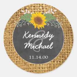 Sello para sobres Rústico Burlap Boda de girasol