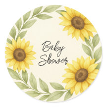 Sello para sobres Rústico de Baby Shower Sunflower