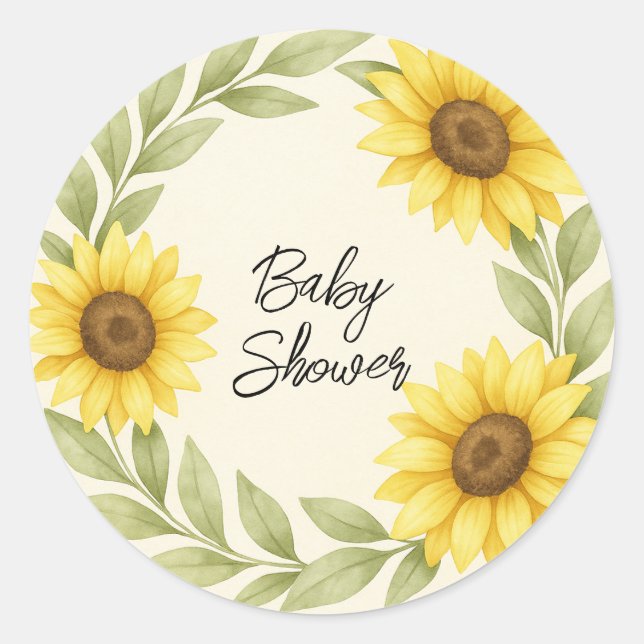 Sello para sobres Rústico de Baby Shower Sunflower (Anverso)