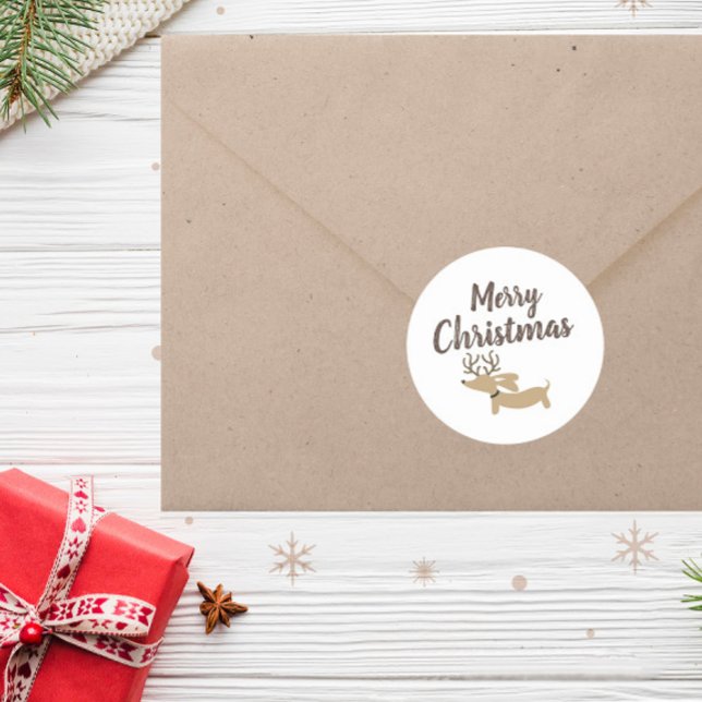 Sello para sobres Rústico de Navidades de Dachshun (dachshund Christmas card envelope seal)