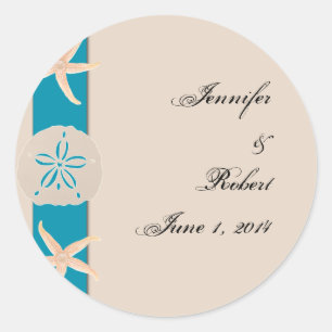 Sello para sobres Starfish de banda marrón y turqu