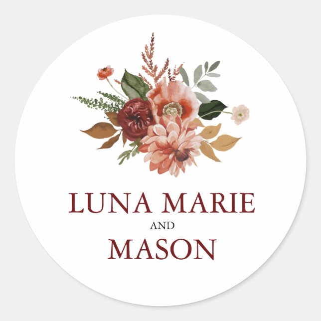 Sello para sobres Temático Fall Terracota Floral (Anverso)