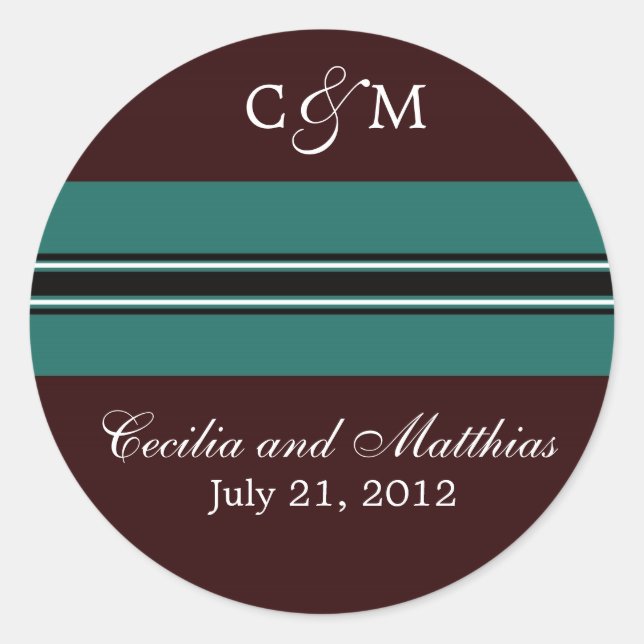 Sello para sobres verde azulado y marrón (Anverso)