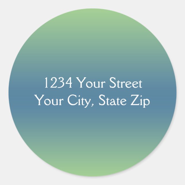 Sello para sobres verde y azul con dirección (Anverso)